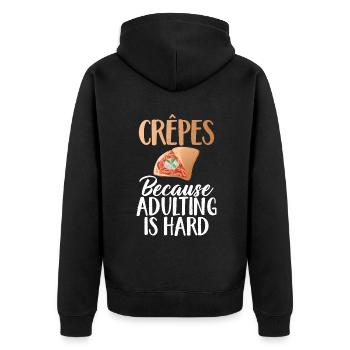 Crepe Gifts for Crepe Lover - Unisex Premium Organic Zip Hoodie - black - Back - Nico (187cm)