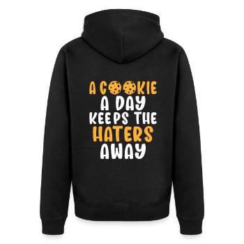 Cookie Lover Gifts - Unisex Premium Organic Zip Hoodie - black - Back - Nico (187cm)