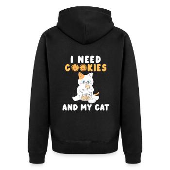 Keksliebhaber Geschenke - Unisex Premium Bio Zip Hoodie - Schwarz - Hinten - Nico (187cm)