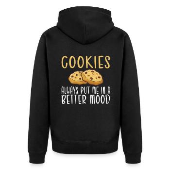 Keksliebhaber Geschenke - Unisex Premium Bio Zip Hoodie - Schwarz - Hinten - Nico (187cm)