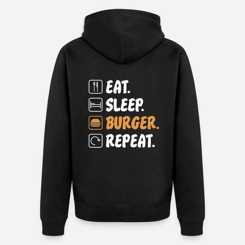 Burger Lover Geschenk - Unisex Premium Bio Zip Hoodie - Schwarz