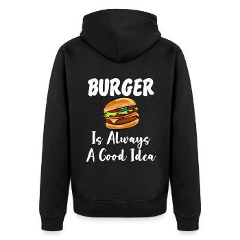 Burger Lover Gift - Unisex Premium Organic Zip Hoodie - black - Back - Nico (187cm)