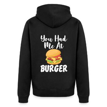 Burger Lover Gift - Unisex Premium Organic Zip Hoodie - black - Back - Nico (187cm)