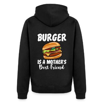 Burger Lover Gift - Unisex Premium Organic Zip Hoodie - black - Back - Nico (187cm)