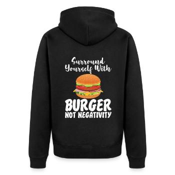 Burger Lover Gift - Unisex Premium Organic Zip Hoodie - black - Back - Nico (187cm)