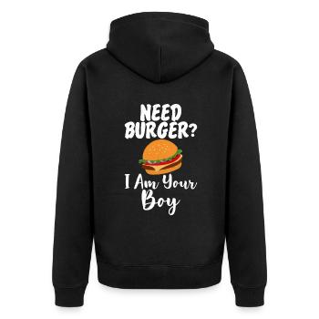 Burger Lover Gift - Unisex Premium Organic Zip Hoodie - black - Back - Nico (187cm)