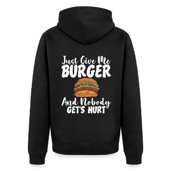 Burger Lover Gift - Unisex Premium Organic Zip Hoodie - black - Back - Nico (187cm)