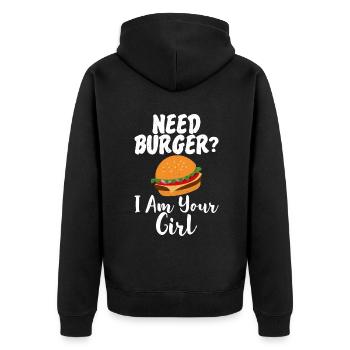 Burger Lover Gift - Unisex Premium Organic Zip Hoodie - black - Back - Nico (187cm)