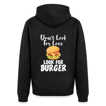 Burger Lover Gift - Unisex Premium Organic Zip Hoodie - black - Back - Nico (187cm)