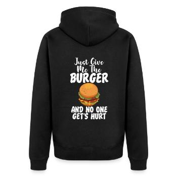 Burger Lover Gift - Unisex Premium Organic Zip Hoodie - black - Back - Nico (187cm)