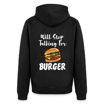 Burger Lover Gift - Unisex Premium Organic Zip Hoodie - black - Back - Nico (187cm)
