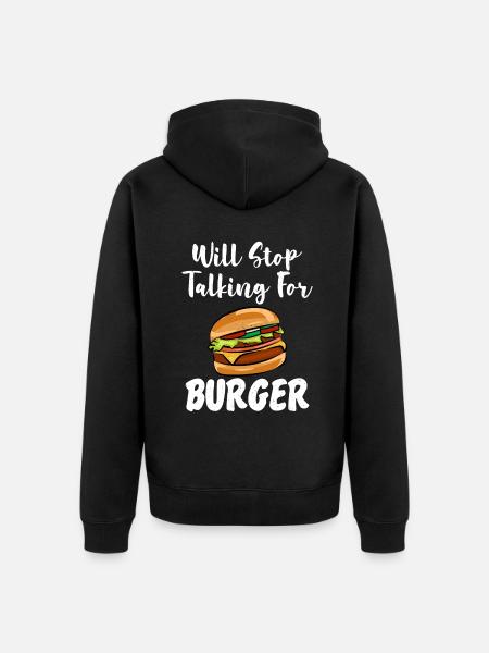 Burger Lover Gift - Unisex Premium Organic Zip Hoodie - black