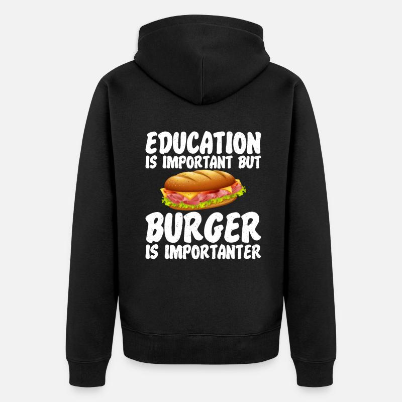 Burger Lover Gift - Unisex Premium Organic Zip Hoodie - black