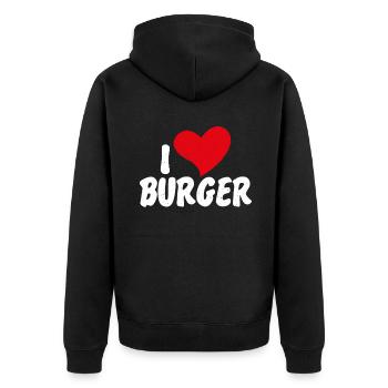 Burger Lover Gift - Unisex Premium Organic Zip Hoodie - black - Back - Nico (187cm)
