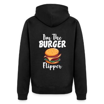 Burger Lover Gift - Unisex Premium Organic Zip Hoodie - black - Back - Nico (187cm)