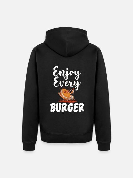 Burger Lover Gift - Unisex Premium Organic Zip Hoodie - black