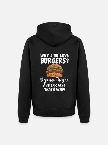 Burger Lover Gift - Unisex Premium Organic Zip Hoodie - black