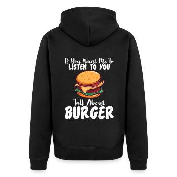 Burger Lover Gift - Unisex Premium Organic Zip Hoodie - black - Back - Nico (187cm)