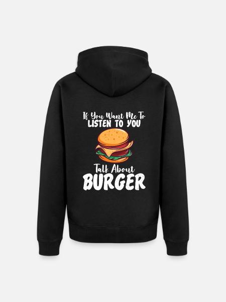Burger Lover Gift - Unisex Premium Organic Zip Hoodie - black