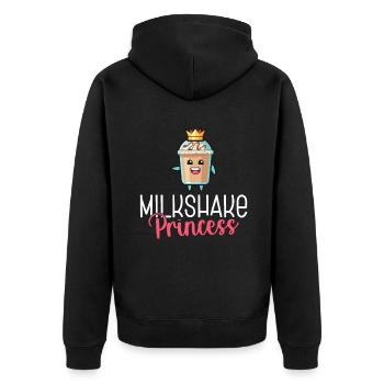 Ich liebe Milchshakes Milchshake Geschenk - Unisex Premium Bio Zip Hoodie - Schwarz - Hinten - Nico (187cm)