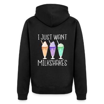 Ich liebe Milchshakes Milchshake Geschenk - Unisex Premium Bio Zip Hoodie - Schwarz - Hinten - Nico (187cm)