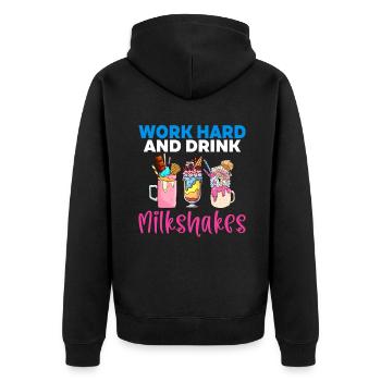 Ich liebe Milchshakes Milchshake Geschenk - Unisex Premium Bio Zip Hoodie - Schwarz - Hinten - Nico (187cm)