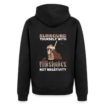 Ich liebe Milchshakes Milchshake Geschenk - Unisex Premium Bio Zip Hoodie - Schwarz - Hinten - Nico (187cm)