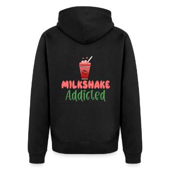 Ich liebe Milchshakes Milchshake Geschenk - Unisex Premium Bio Zip Hoodie - Schwarz - Hinten - Nico (187cm)