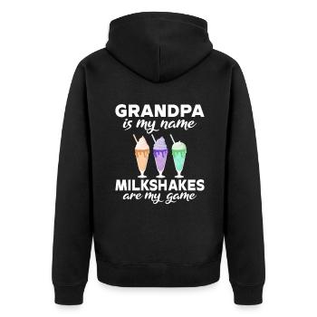 Ich liebe Milchshakes Milchshake Geschenk - Unisex Premium Bio Zip Hoodie - Schwarz - Hinten - Nico (187cm)