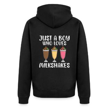 Ich liebe Milchshakes Milchshake Geschenk - Unisex Premium Bio Zip Hoodie - Schwarz - Hinten - Nico (187cm)