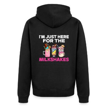 Ich liebe Milchshakes Milchshake Geschenk - Unisex Premium Bio Zip Hoodie - Schwarz - Hinten - Nico (187cm)