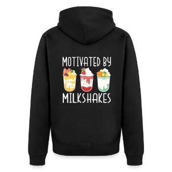 Ich liebe Milchshakes Milchshake Geschenk - Unisex Premium Bio Zip Hoodie - Schwarz - Hinten - Nico (187cm)