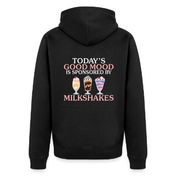 Ich liebe Milchshakes Milchshake Geschenk - Unisex Premium Bio Zip Hoodie - Schwarz - Hinten - Nico (187cm)