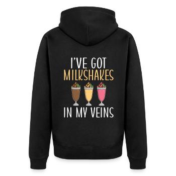 I love Milkshakes Milkshake Gift - Unisex Premium Organic Zip Hoodie - black - Back - Nico (187cm)