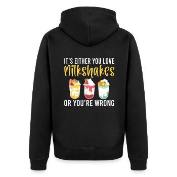 Ich liebe Milchshakes Milchshake Geschenk - Unisex Premium Bio Zip Hoodie - Schwarz - Hinten - Nico (187cm)