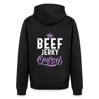 Beef Jerky Gift Beef Jerky Lover - Unisex Premium Organic Zip Hoodie - black - Back - Nico (187cm)