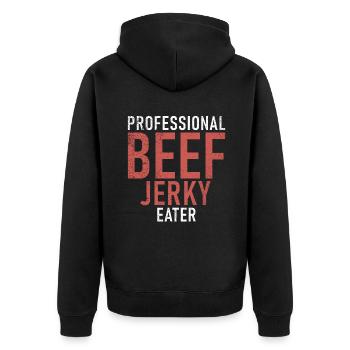 Beef Jerky Gift Beef Jerky Lover - Unisex Premium Organic Zip Hoodie - black - Back - Nico (187cm)