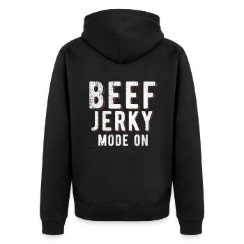 Beef Jerky Gift Beef Jerky Lover - Unisex Premium Organic Zip Hoodie - black - Back - Nico (187cm)
