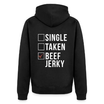 Beef Jerky Gift Beef Jerky Lover - Unisex Premium Organic Zip Hoodie - black - Back - Nico (187cm)