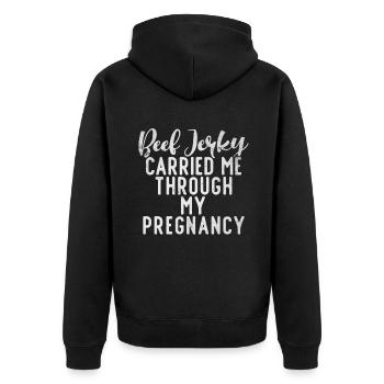 Beef Jerky Gift Beef Jerky Lover - Unisex Premium Organic Zip Hoodie - black - Back - Nico (187cm)