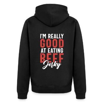 Beef Jerky Gift Beef Jerky Lover - Veste à capuche bio Premium Unisexe - noir - Dos - Nico (187cm)