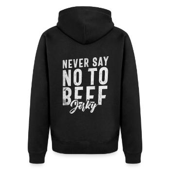 Beef Jerky Gift Beef Jerky Lover - Unisex Premium Organic Zip Hoodie - black - Back - Nico (187cm)