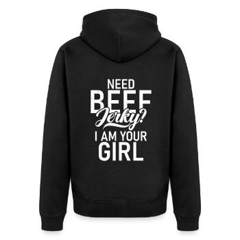 Beef Jerky Gift Beef Jerky Lover - Unisex Premium Organic Zip Hoodie - black - Back - Nico (187cm)
