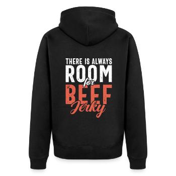 Beef Jerky Gift Beef Jerky Lover - Unisex Premium Organic Zip Hoodie - black - Back - Nico (187cm)