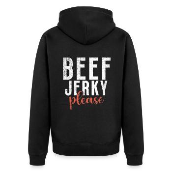 Beef Jerky Gift Beef Jerky Lover - Unisex Premium Organic Zip Hoodie - black - Back - Nico (187cm)