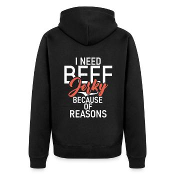 Beef Jerky Gift Beef Jerky Lover - Unisex Premium Organic Zip Hoodie - black - Back - Nico (187cm)