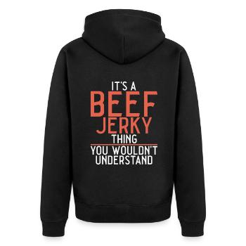 Beef Jerky Gift Beef Jerky Lover - Veste à capuche bio Premium Unisexe - noir - Dos - Nico (187cm)