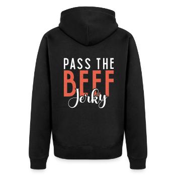 Beef Jerky Gift Beef Jerky Lover - Unisex Premium Organic Zip Hoodie - black - Back - Nico (187cm)