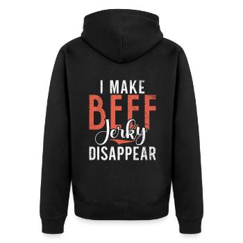 Beef Jerky Gift Beef Jerky Lover - Unisex Premium Organic Zip Hoodie - black - Back - Nico (187cm)