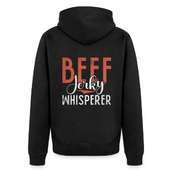 Beef Jerky Gift Beef Jerky Lover - Unisex Premium Organic Zip Hoodie - black - Back - Nico (187cm)
